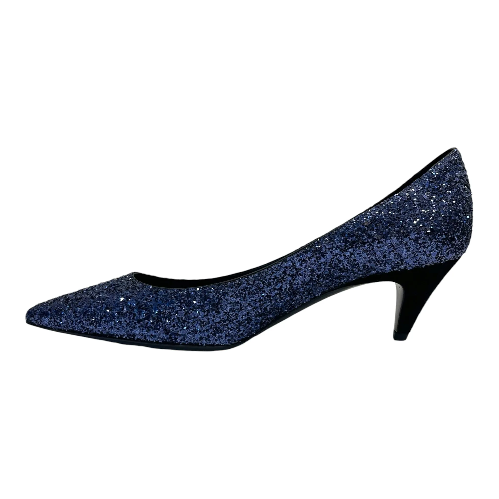 Saint Laurent Charlotte Glitter Point-toe Kitten-Heel Pumps Size EU 37