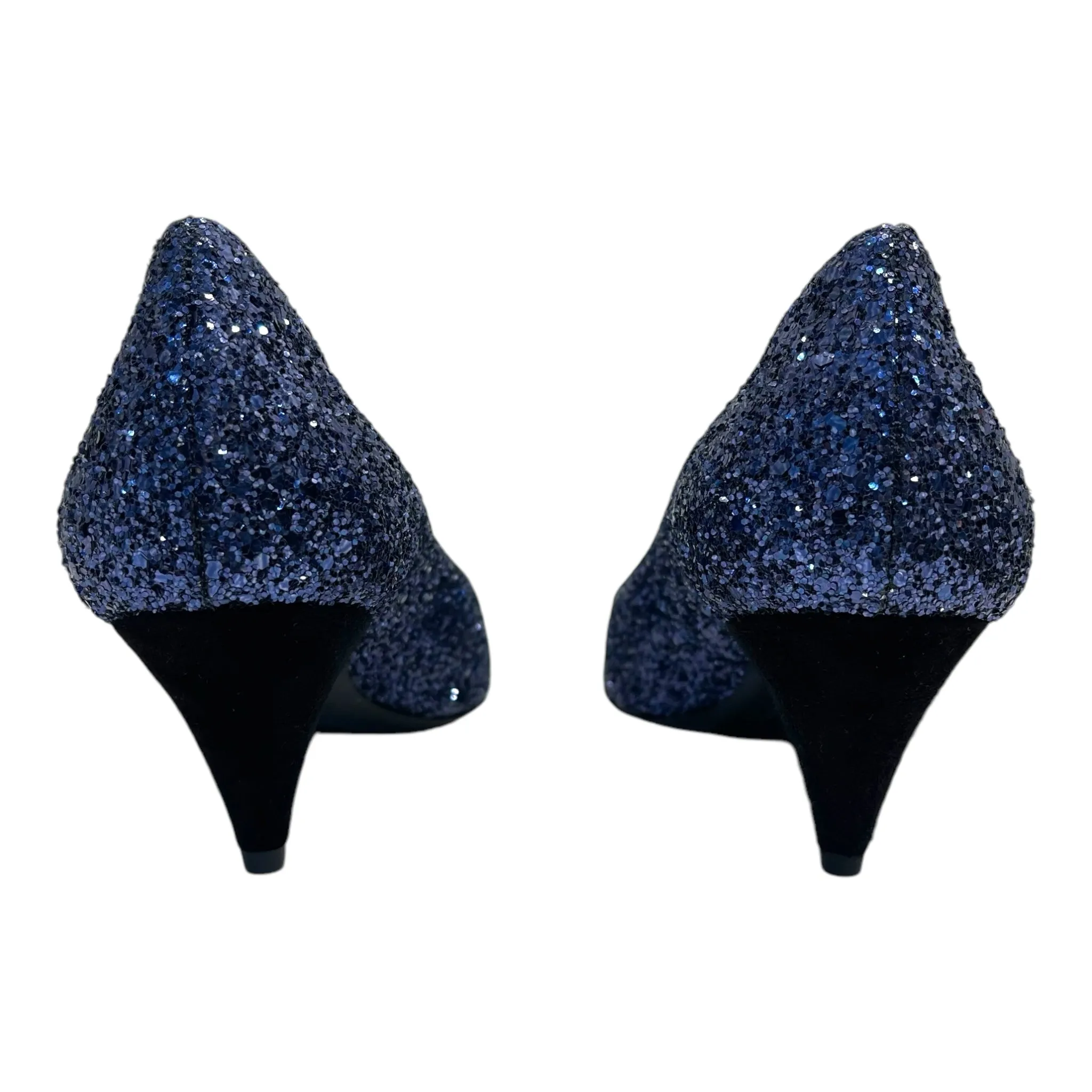 Saint Laurent Charlotte Glitter Point-toe Kitten-Heel Pumps Size EU 37