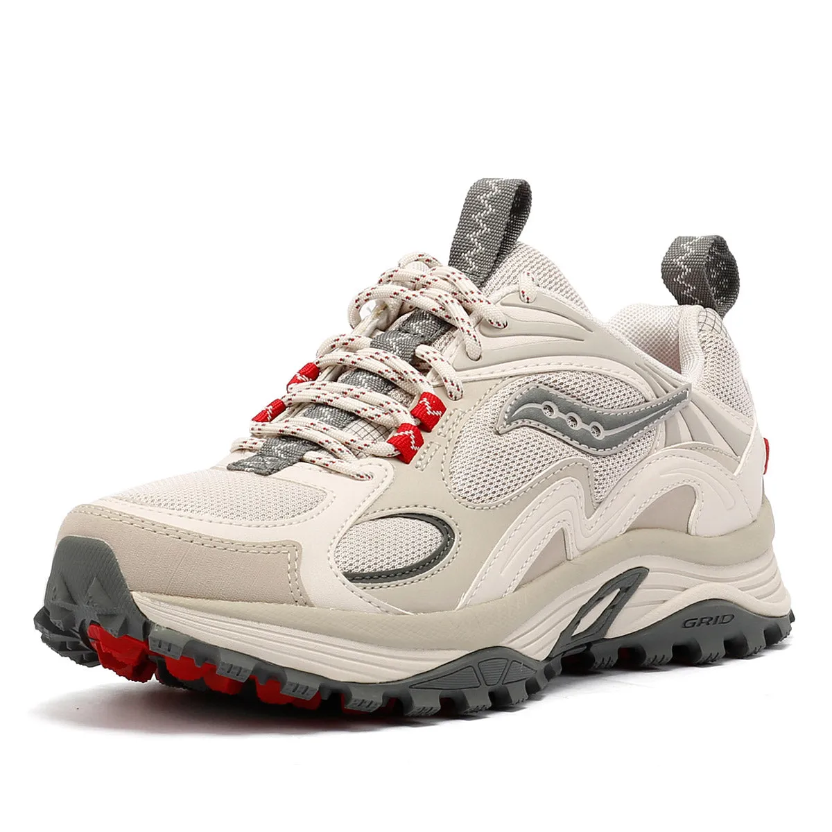 Saucony Grid Aura X Dove/Red Trainers
