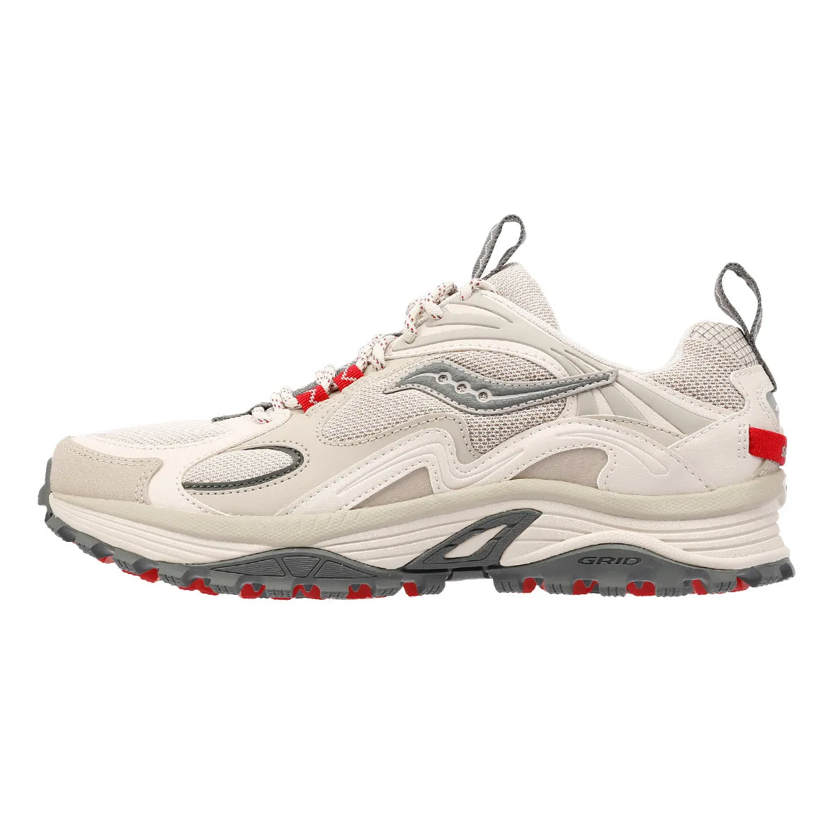 Saucony Grid Aura X Dove/Red Trainers