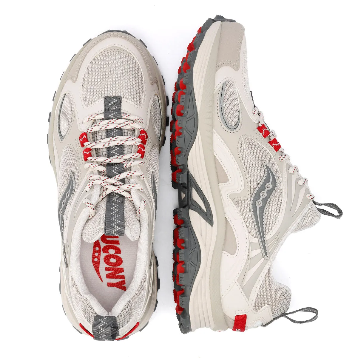 Saucony Grid Aura X Dove/Red Trainers