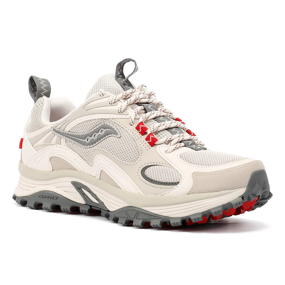 Saucony Grid Aura X Dove/Red Trainers
