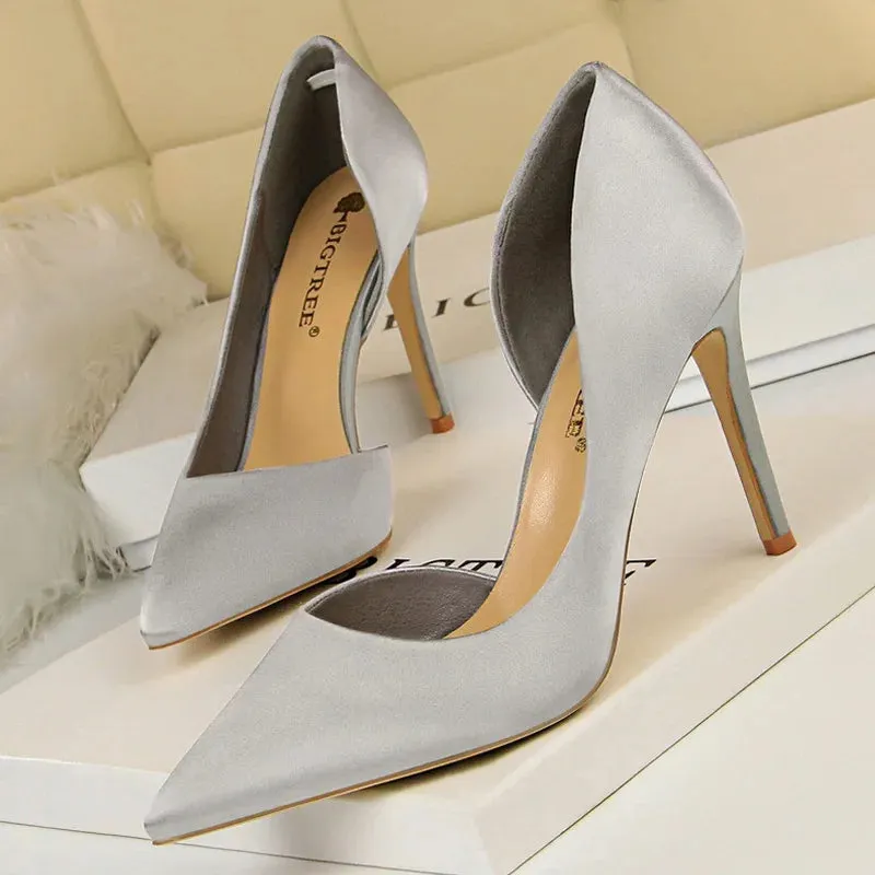 Sexy Woman Pumps Women Heels Silk High Heels Women Shoes Stiletto Heels 9.5 Cm Ladies Shoes