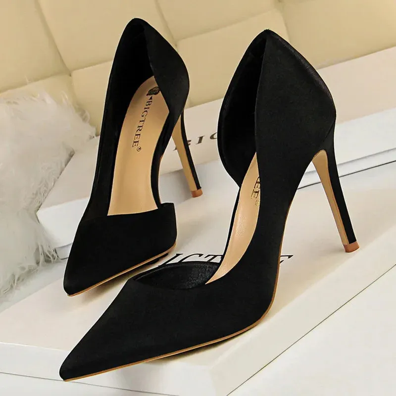 Sexy Woman Pumps Women Heels Silk High Heels Women Shoes Stiletto Heels 9.5 Cm Ladies Shoes