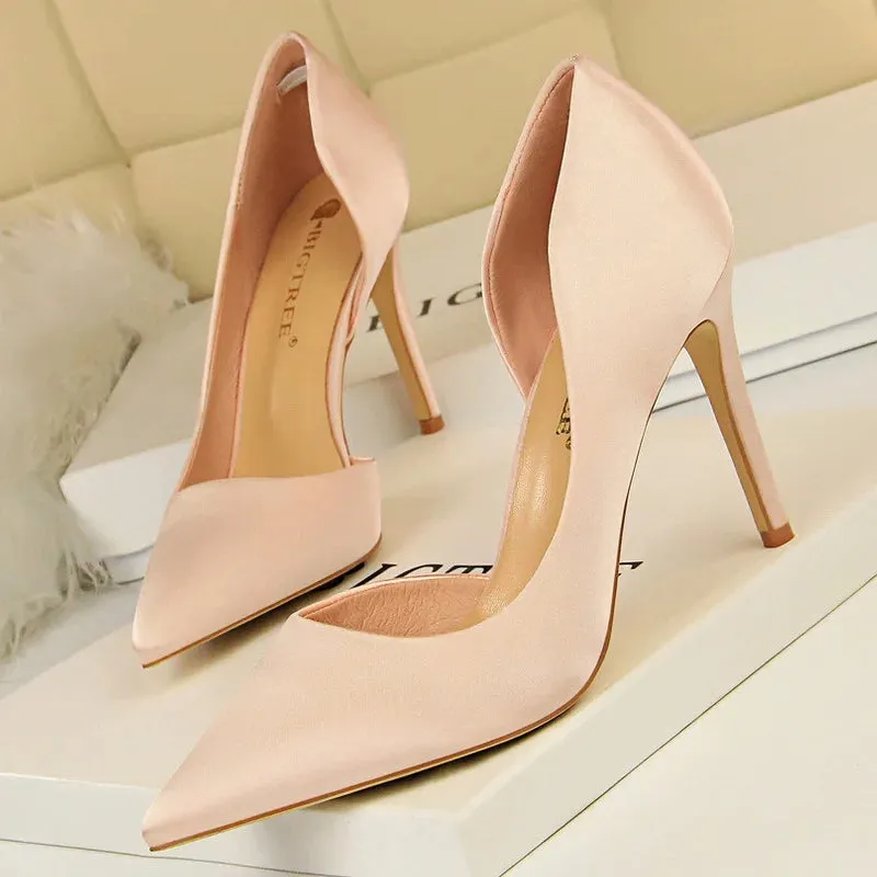 Sexy Woman Pumps Women Heels Silk High Heels Women Shoes Stiletto Heels 9.5 Cm Ladies Shoes