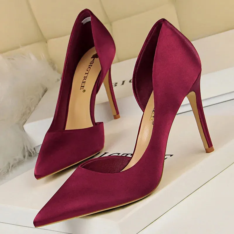 Sexy Woman Pumps Women Heels Silk High Heels Women Shoes Stiletto Heels 9.5 Cm Ladies Shoes