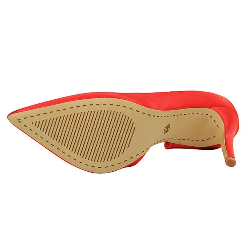 Sexy Woman Pumps Women Heels Silk High Heels Women Shoes Stiletto Heels 9.5 Cm Ladies Shoes