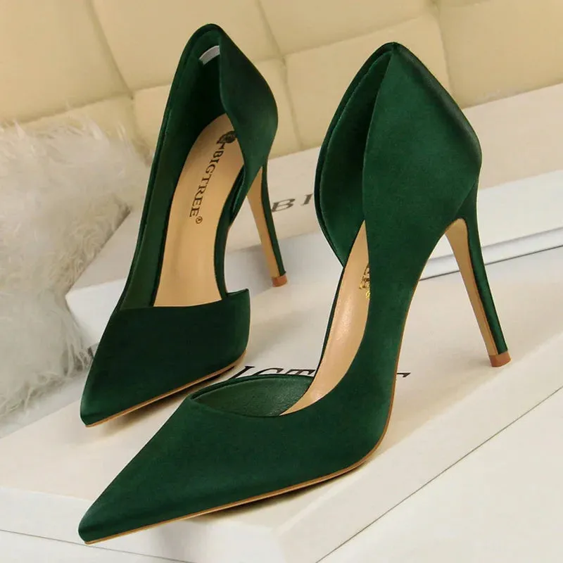 Sexy Woman Pumps Women Heels Silk High Heels Women Shoes Stiletto Heels 9.5 Cm Ladies Shoes