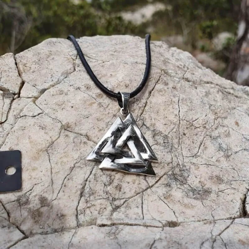 Silver Sterling Clean Valknut Amulet