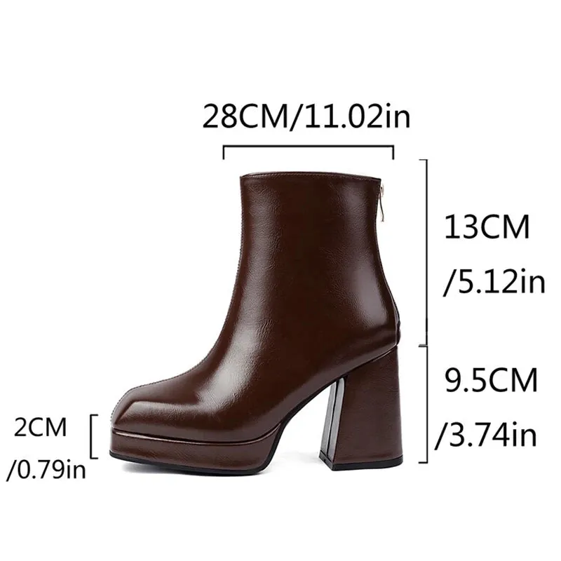 SIMLOVEYO 2024 Classic Ankle Boots Block Heels  Big Size 47 48 US17 Fashion Black Apricot Round Toe 9.5CM