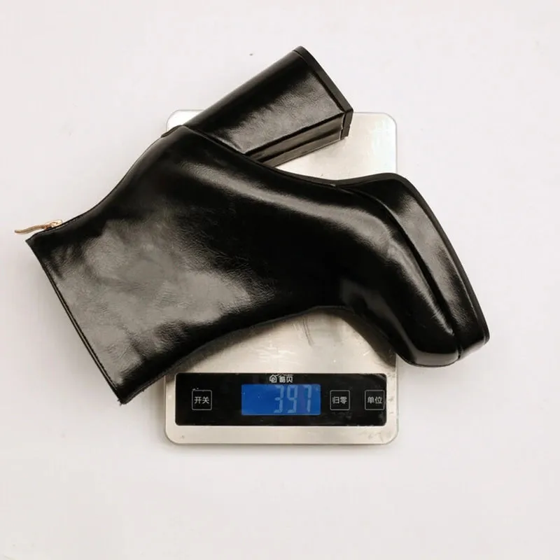 SIMLOVEYO 2024 Classic Ankle Boots Block Heels  Big Size 47 48 US17 Fashion Black Apricot Round Toe 9.5CM