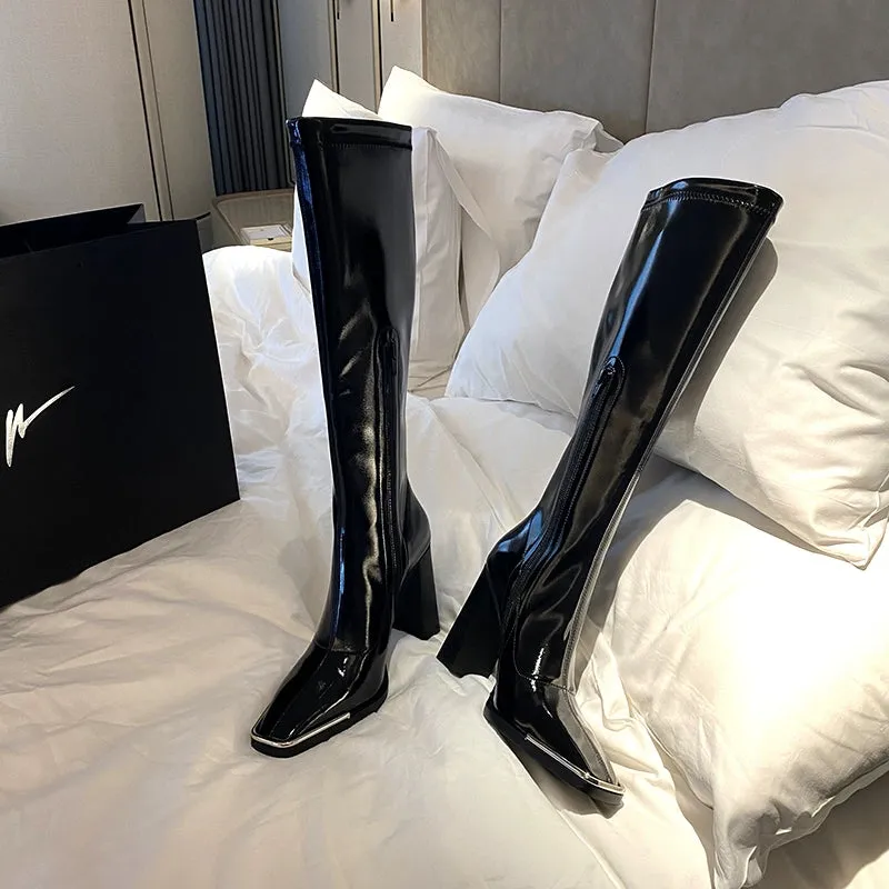 Spring and Autumn Black High Heels Kendall Jenner Boots