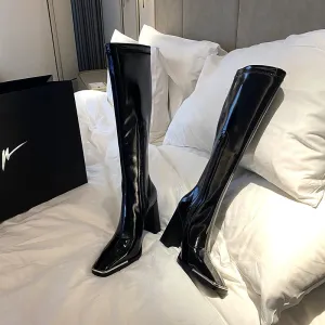 Spring and Autumn Black High Heels Kendall Jenner Boots