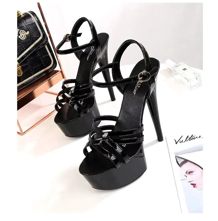 Summer New Fashion Black Slim High Heels Designer Elegant Fashion Luxury high heels High Quality Wholesale Dress Women's High Heel Sandals