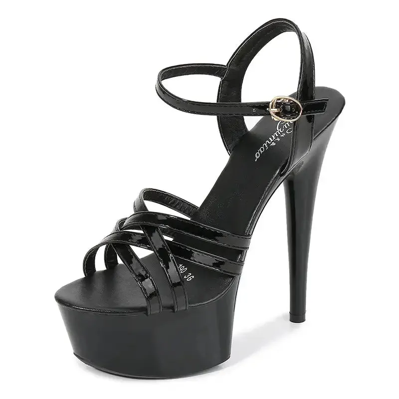 Summer New Fashion Black Slim High Heels Designer Elegant Fashion Luxury high heels High Quality Wholesale Dress Women's High Heel Sandals