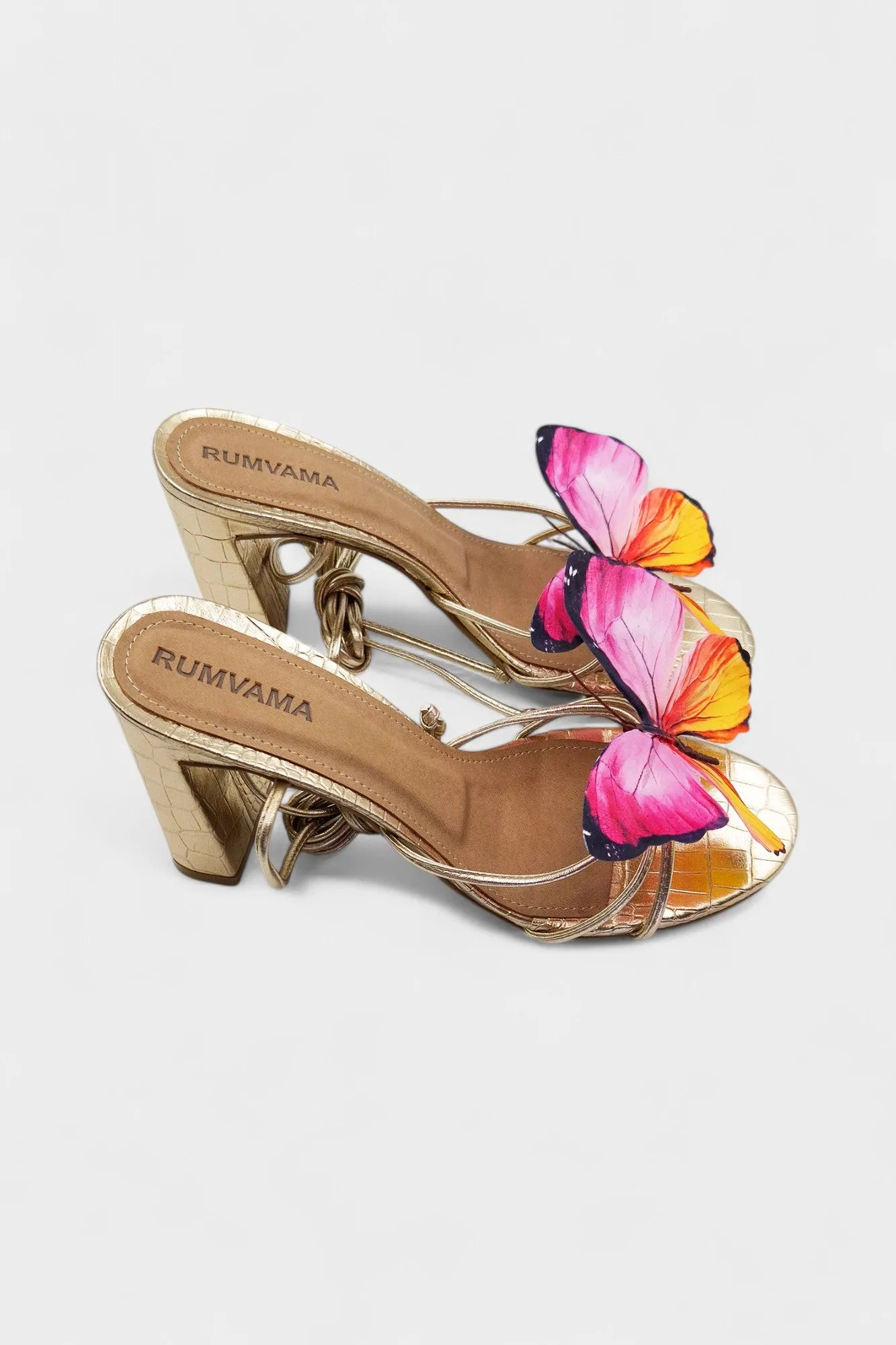 Sunset Butterfly Gold Heels