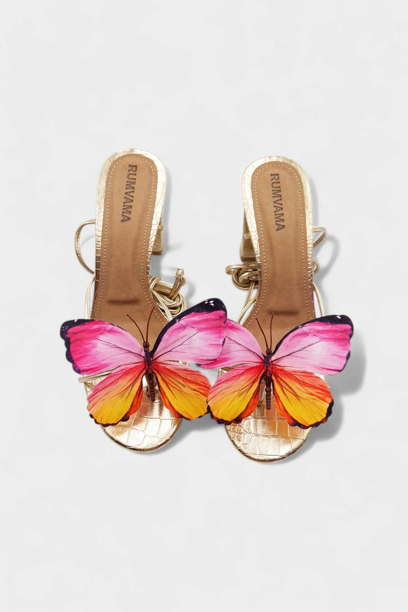 Sunset Butterfly Gold Heels
