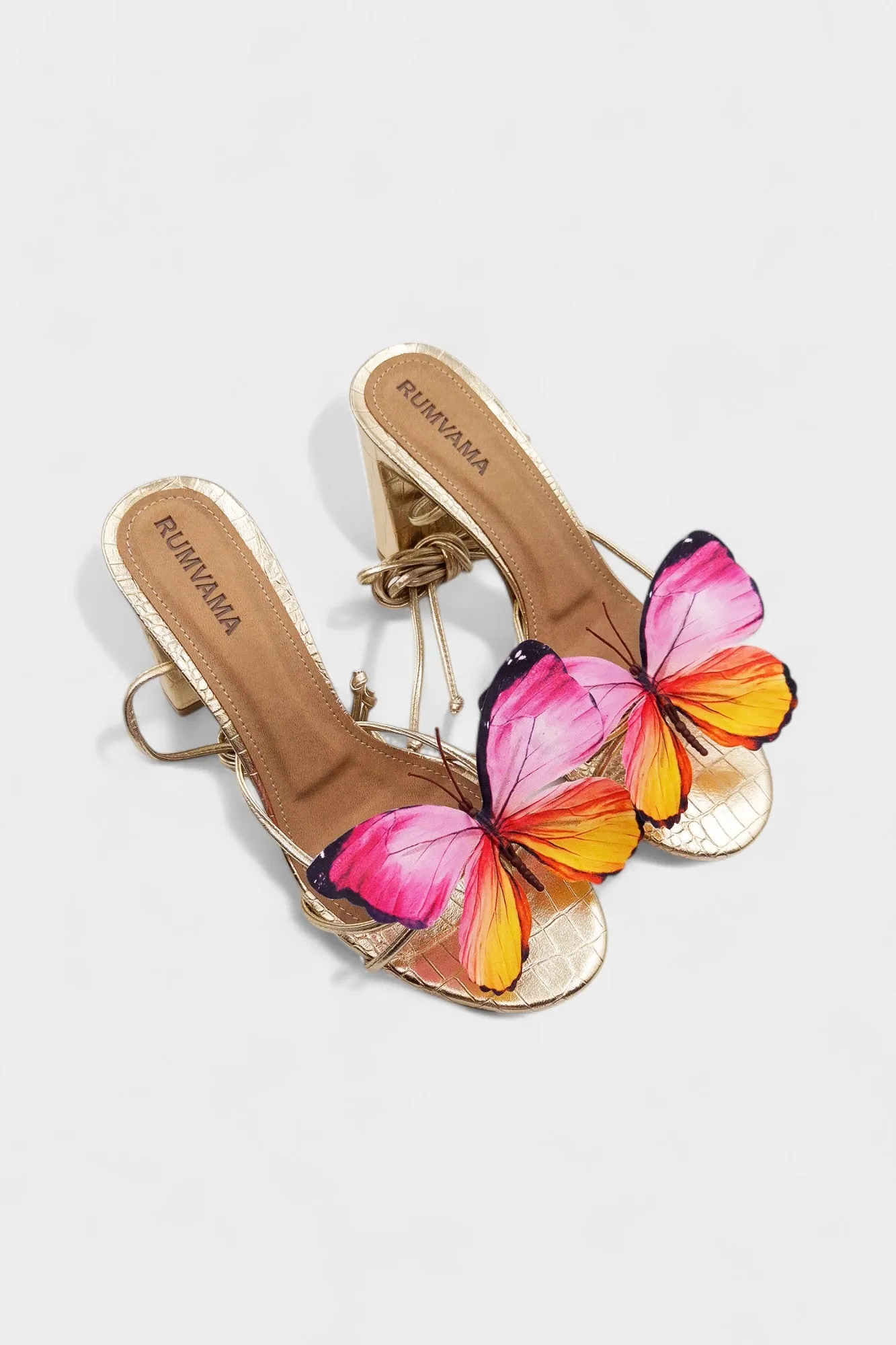 Sunset Butterfly Gold Heels