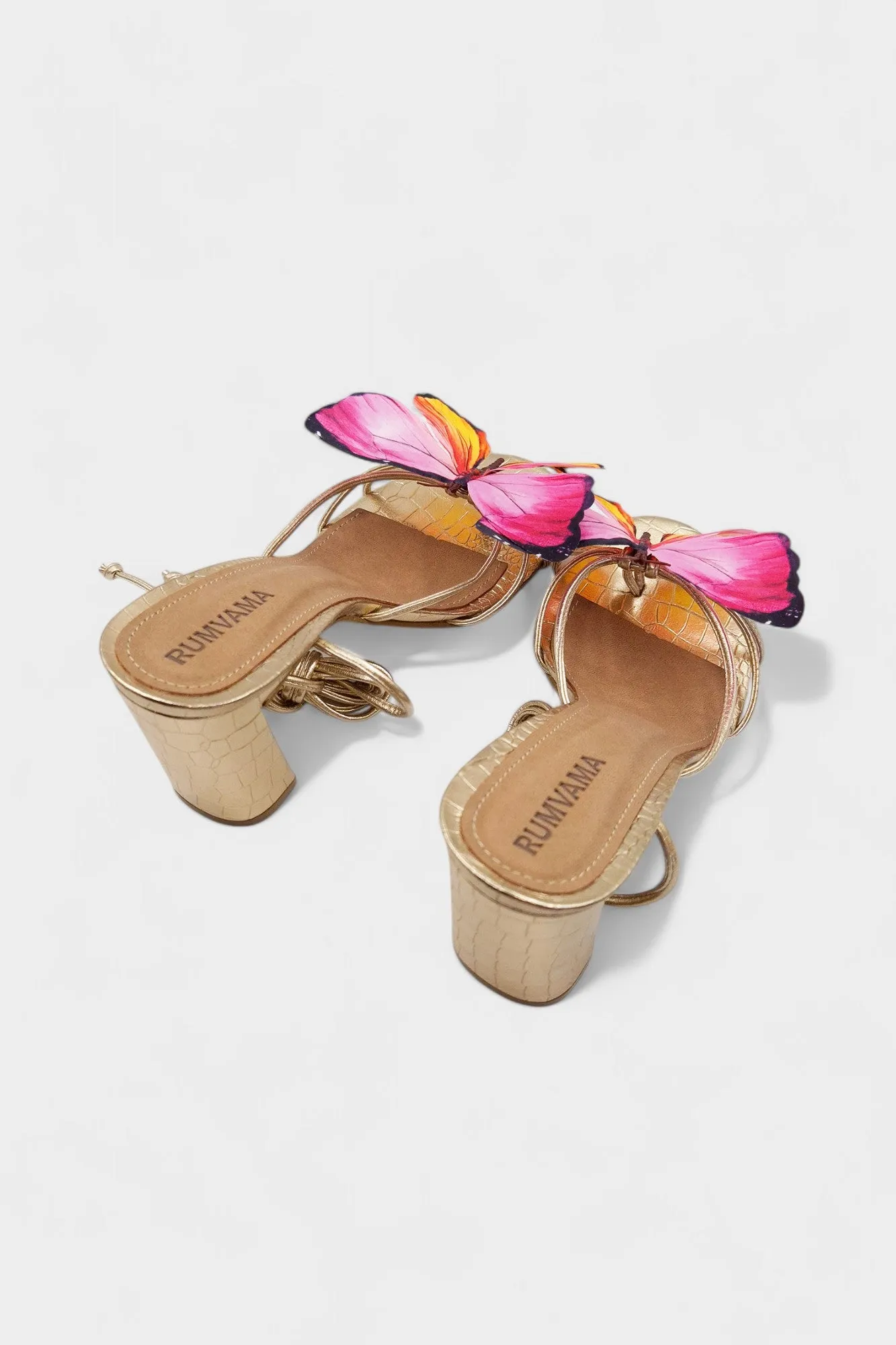 Sunset Butterfly Gold Heels