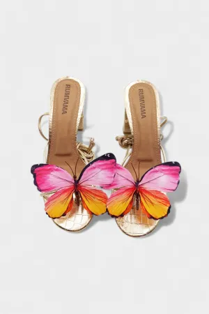 Sunset Butterfly Gold Heels
