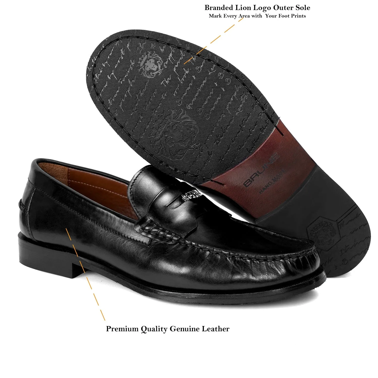 Trademark Lion Logo Penny Lightweight Moccasins in Black Leather