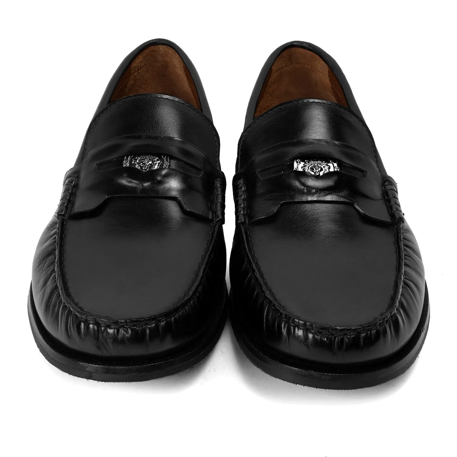 Trademark Lion Logo Penny Lightweight Moccasins in Black Leather
