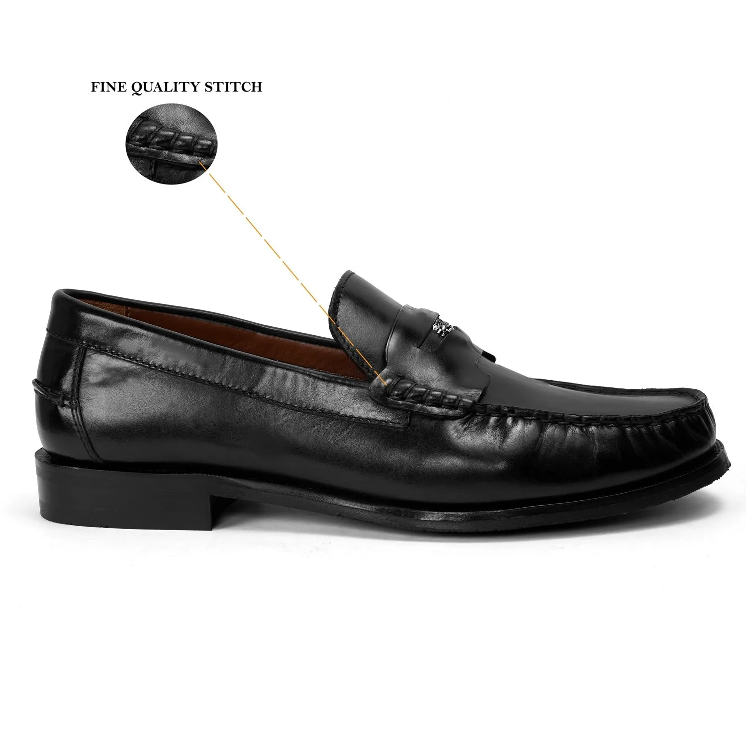 Trademark Lion Logo Penny Lightweight Moccasins in Black Leather
