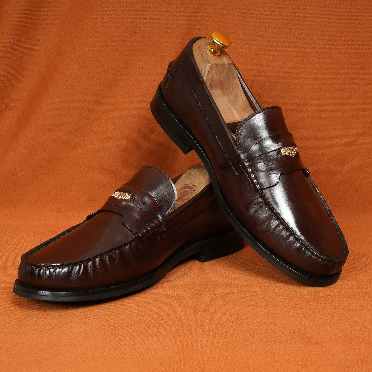 Trademark Lion Logo Penny Lightweight Moccasins in Brown Leather