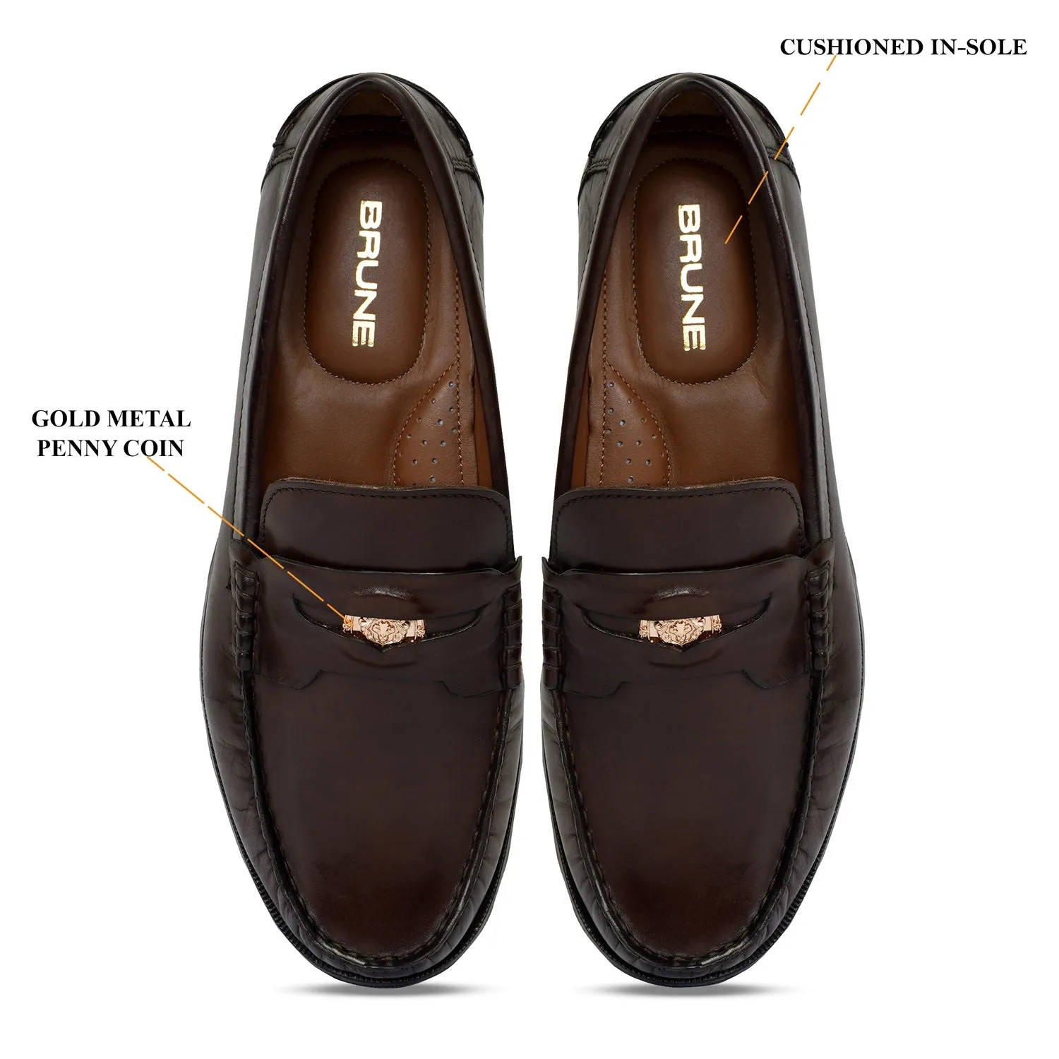Trademark Lion Logo Penny Lightweight Moccasins in Brown Leather
