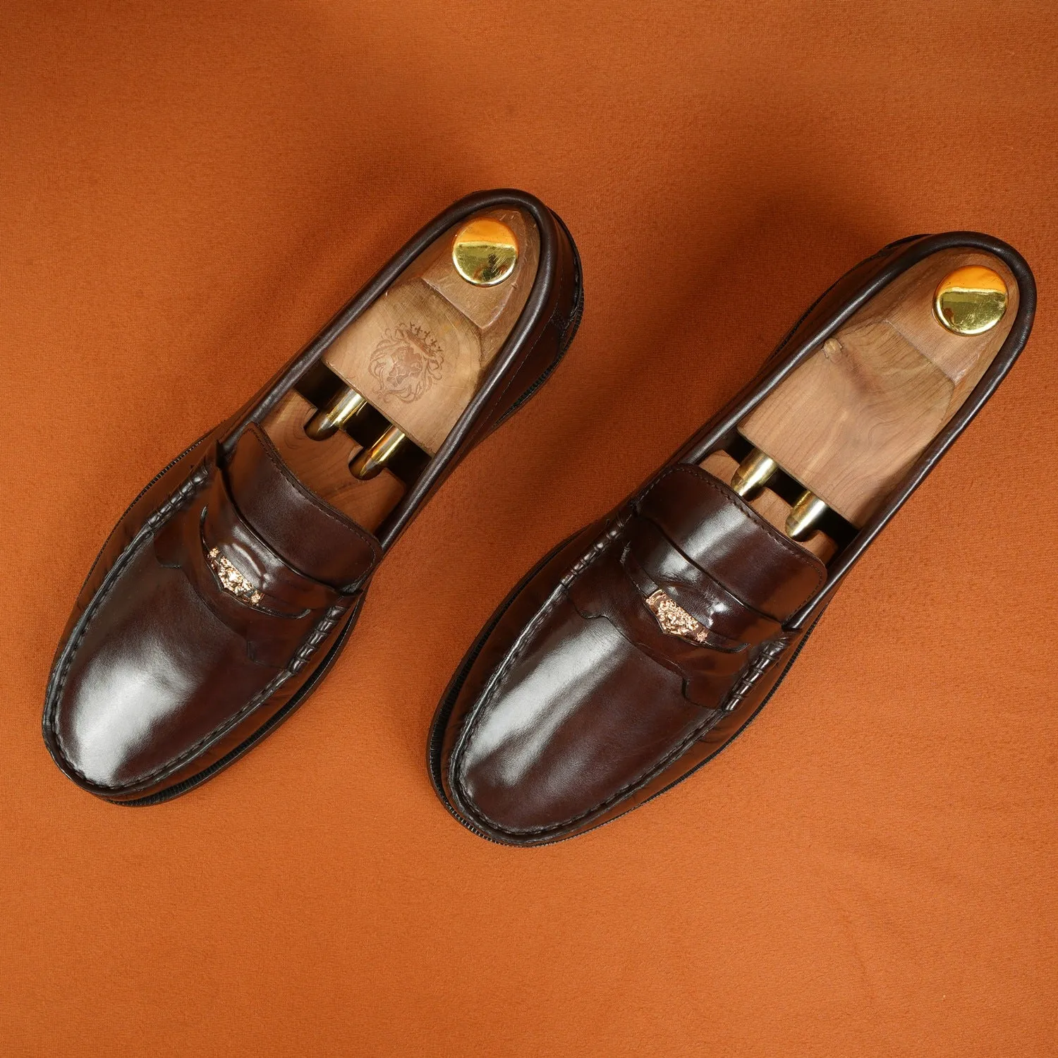 Trademark Lion Logo Penny Lightweight Moccasins in Brown Leather