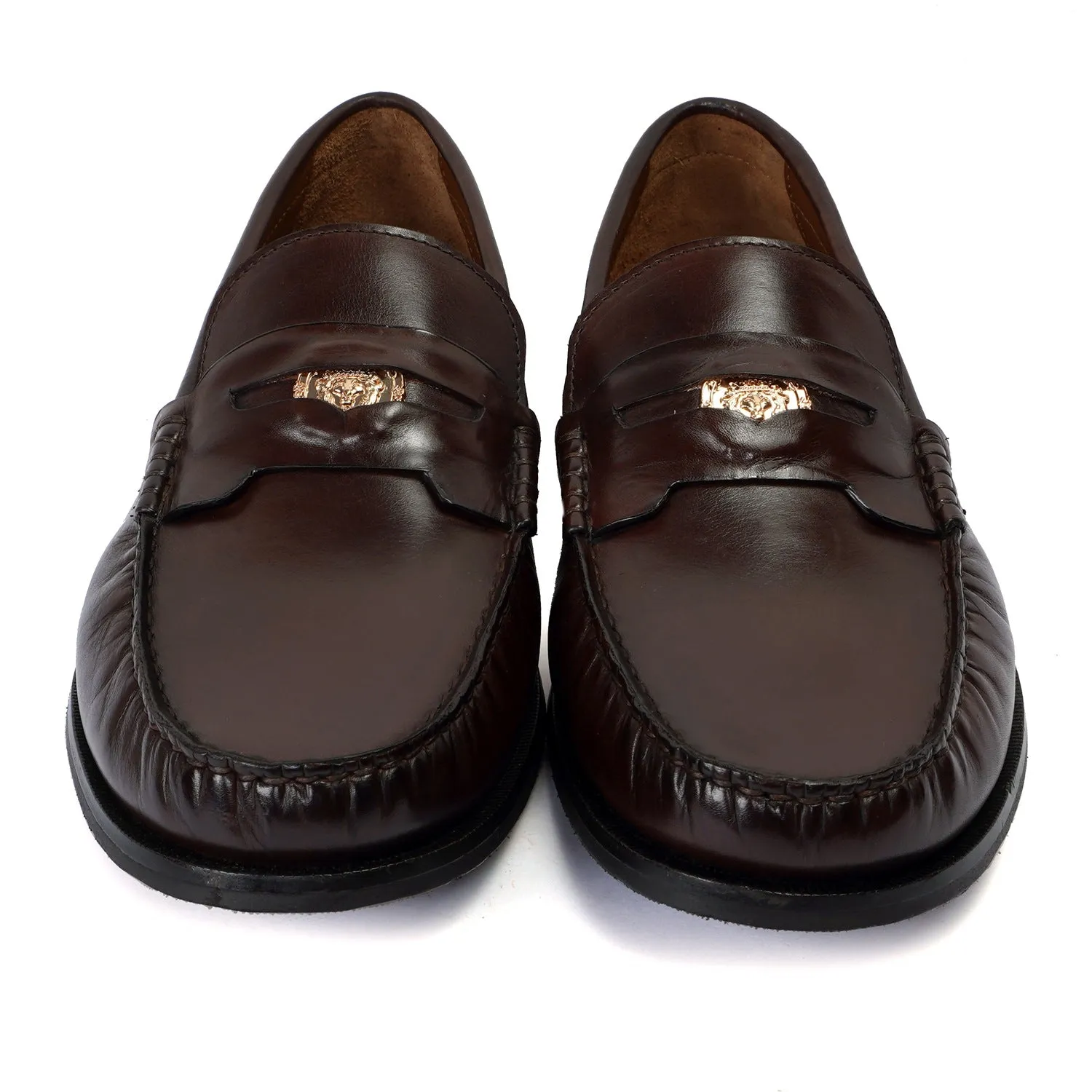 Trademark Lion Logo Penny Lightweight Moccasins in Brown Leather