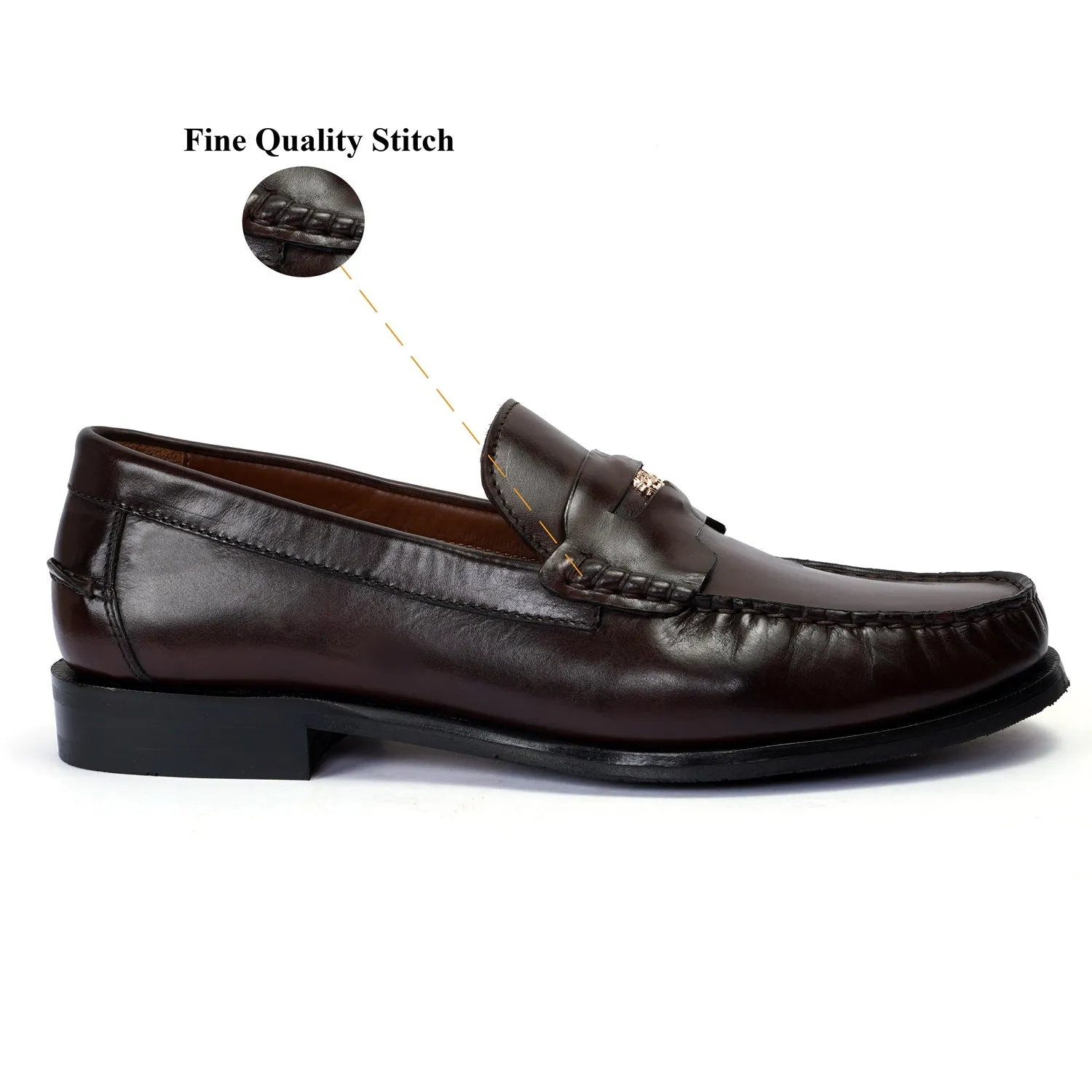 Trademark Lion Logo Penny Lightweight Moccasins in Brown Leather
