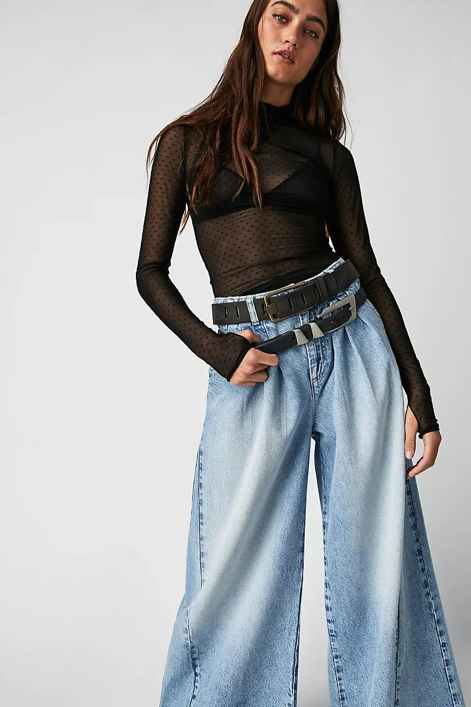 Trendy Plus-Size Wide Leg Denim Pants for Effortless Street Style