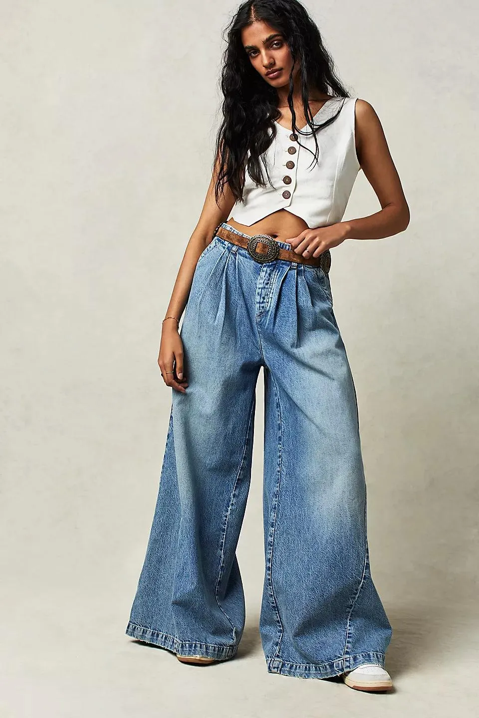 Trendy Plus-Size Wide Leg Denim Pants for Effortless Street Style