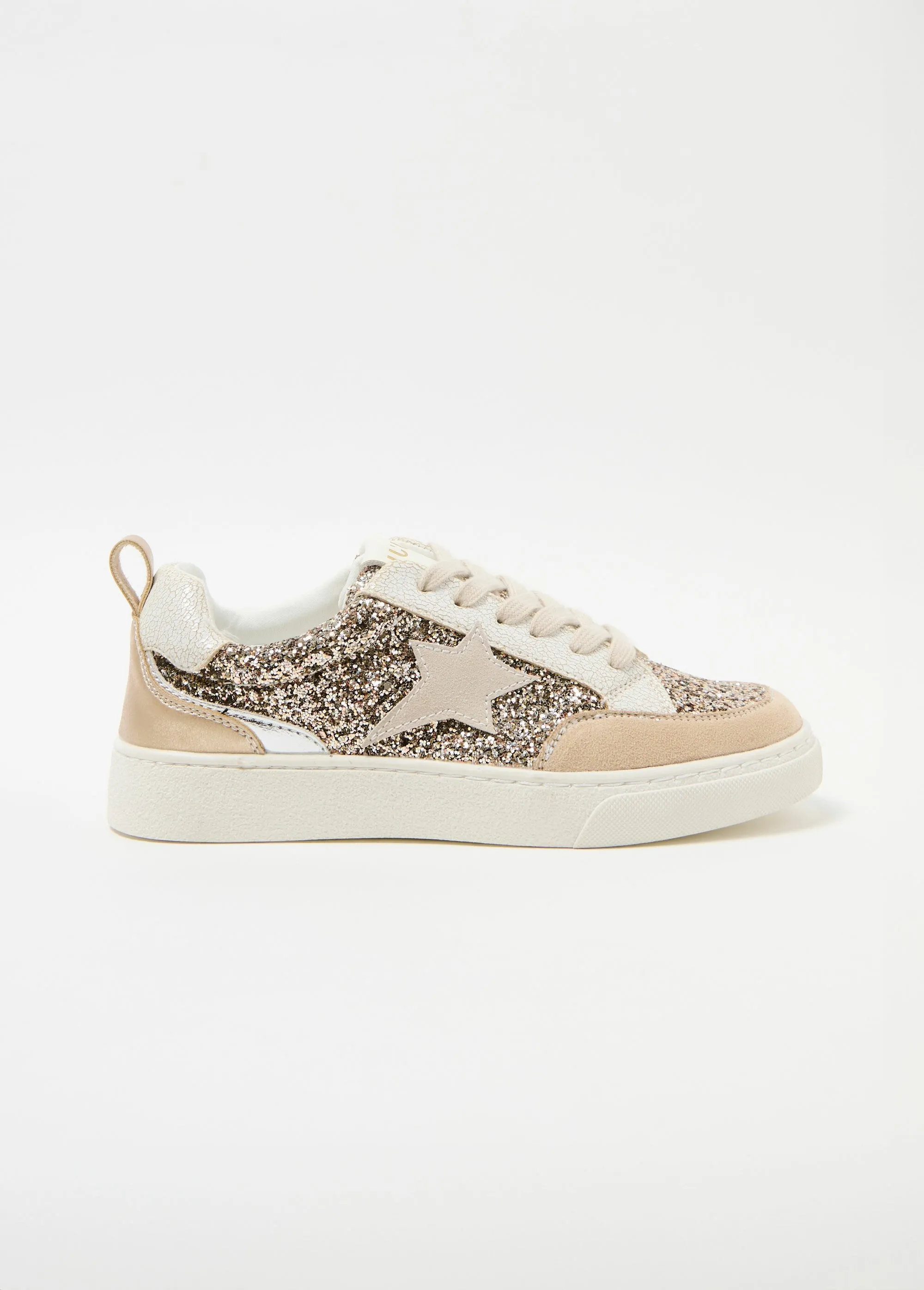 Trendy sequined lace-up sneakers