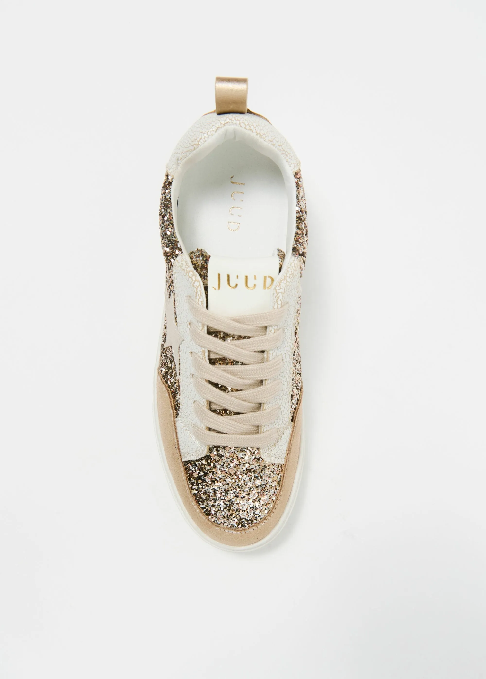 Trendy sequined lace-up sneakers