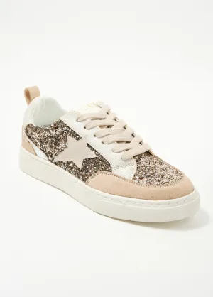 Trendy sequined lace-up sneakers