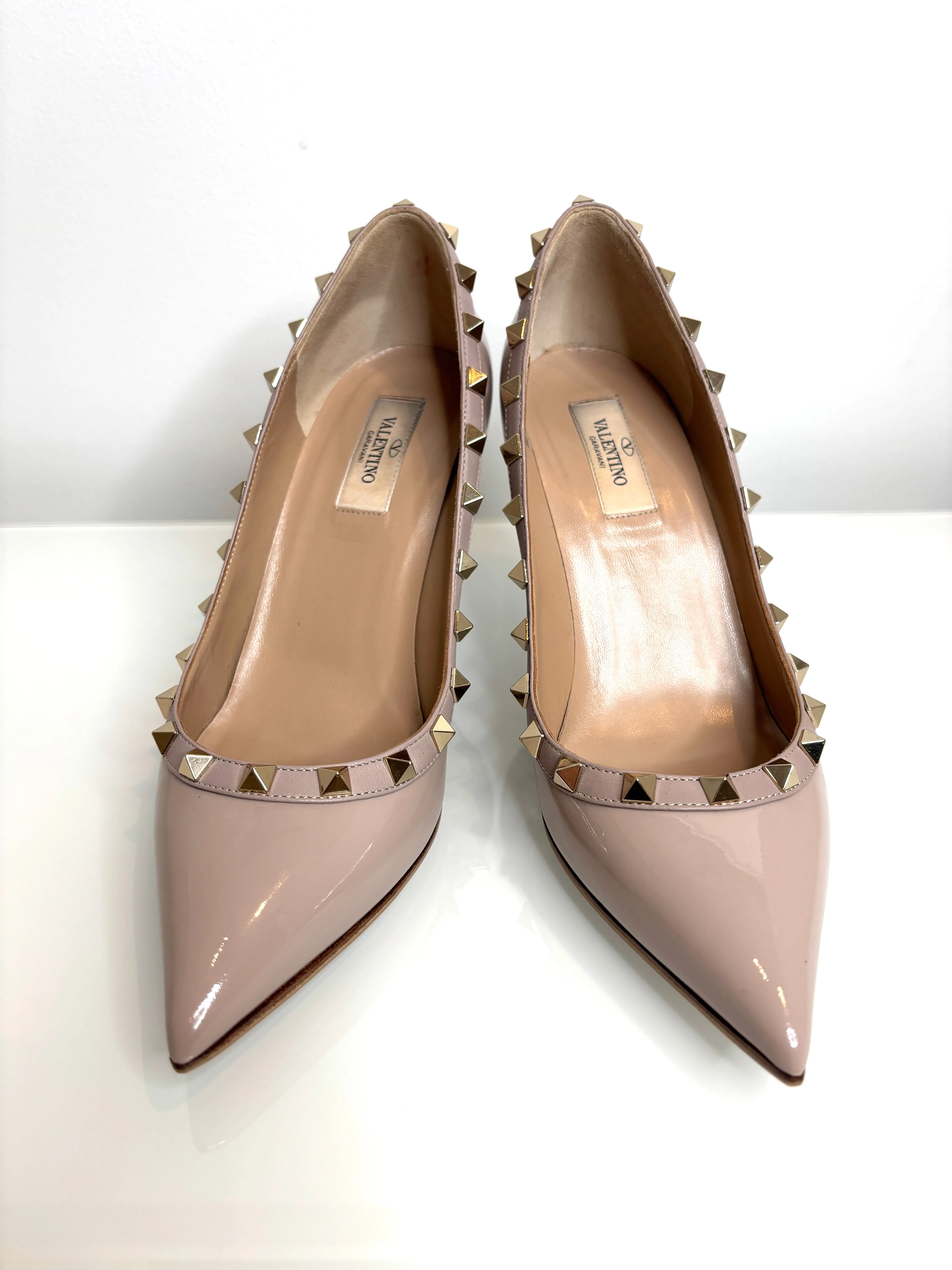 Valentino Rockstud 85 Nude Patent Heels 39 UK6