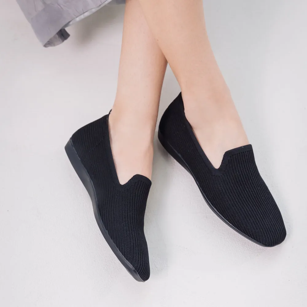 Vicenza Knit Flat Shoes (Black)