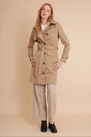 Waterproof Tailored To Fit Trenchcoat  | Dark Satin Camel