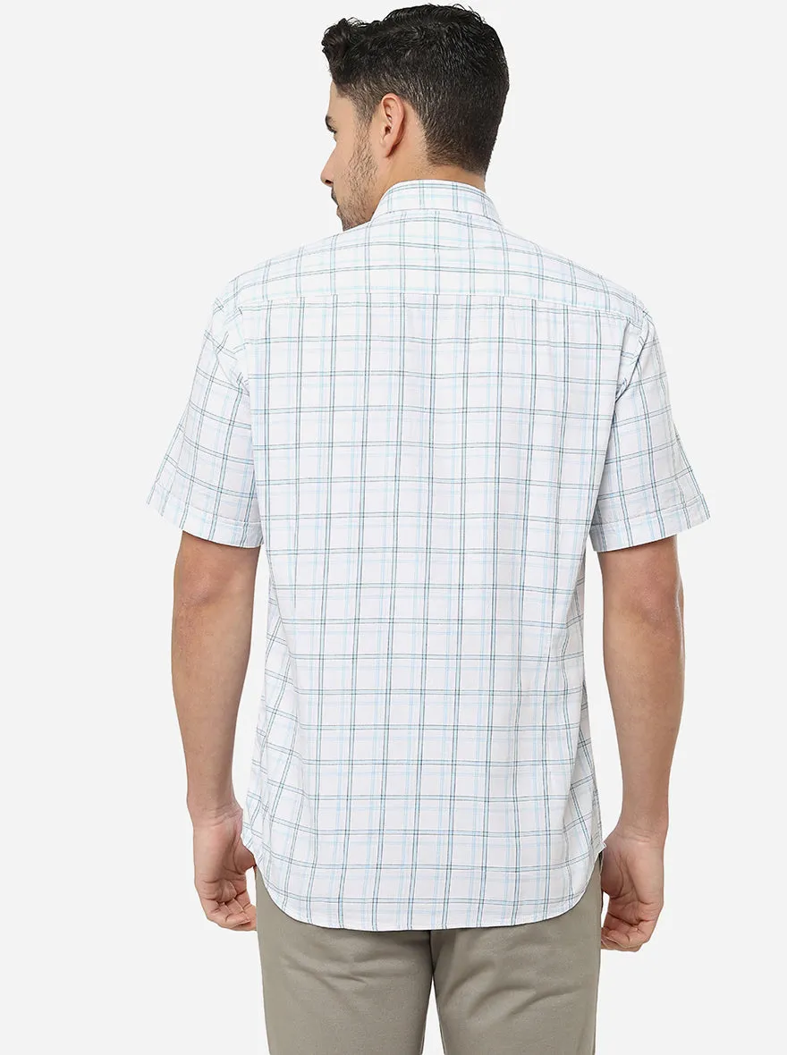 White Checked Slim Fit Casual Shirt | JadeBlue