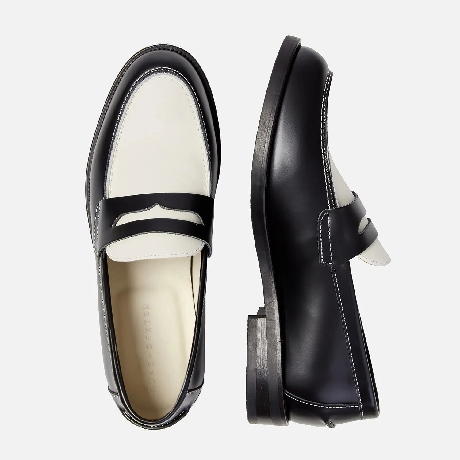 Wilde Black   White Penny Loafer - Men's