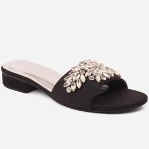 Women "ESTI" Block Heel Decorated Slip On Slippers