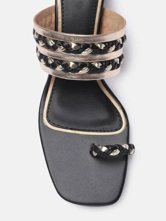 Women Woven Design One Toe Heels