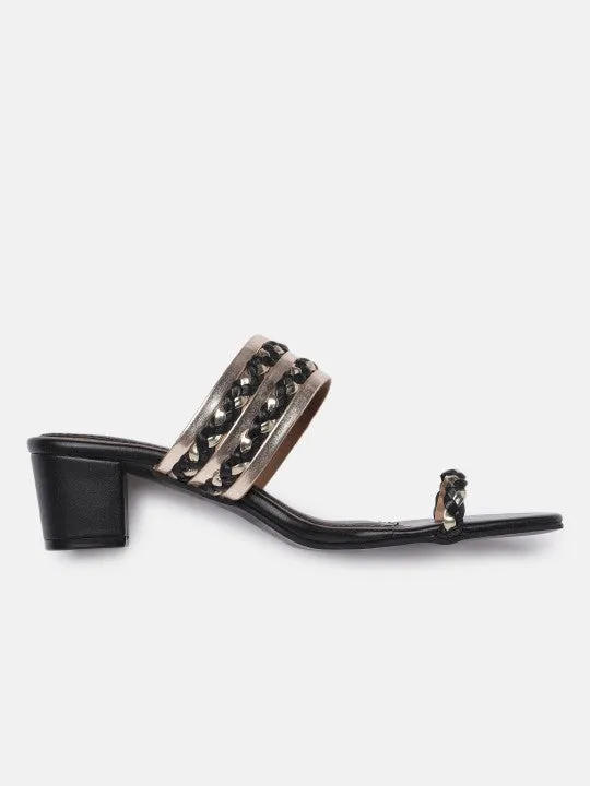 Women Woven Design One Toe Heels