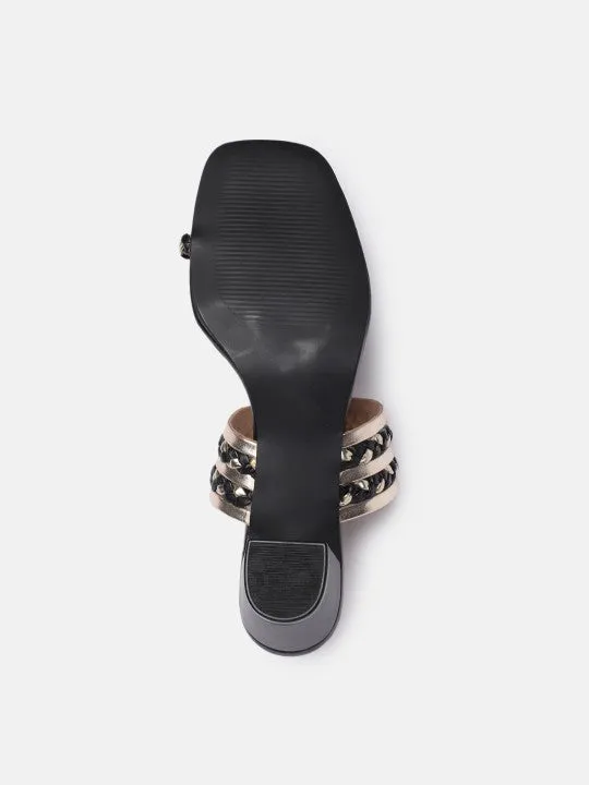 Women Woven Design One Toe Heels