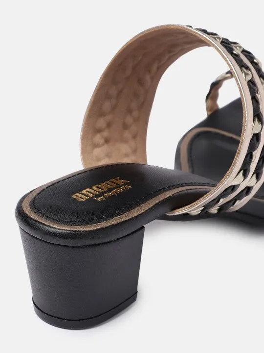 Women Woven Design One Toe Heels