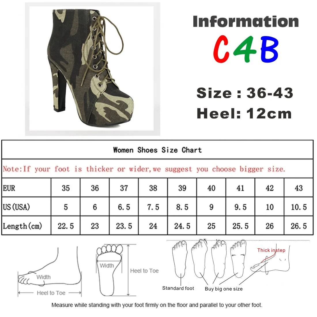 Womens Camouflage Boots Military Boots Cross Strap High Heel 12cm