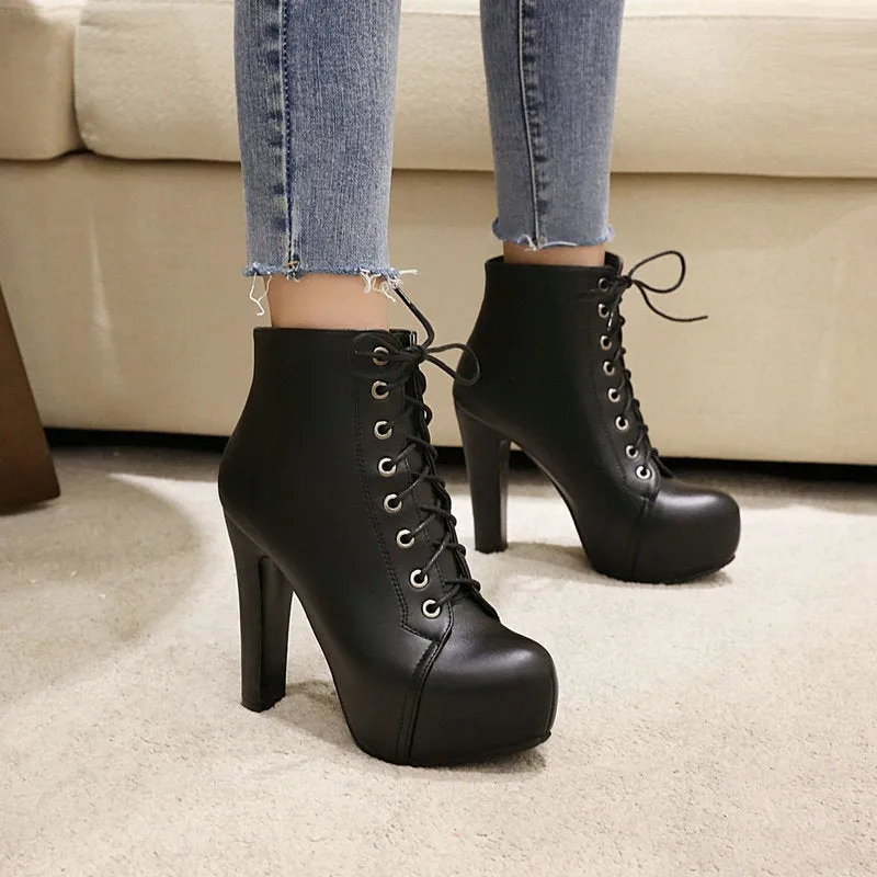 Womens Camouflage Boots Military Boots Cross Strap High Heel 12cm