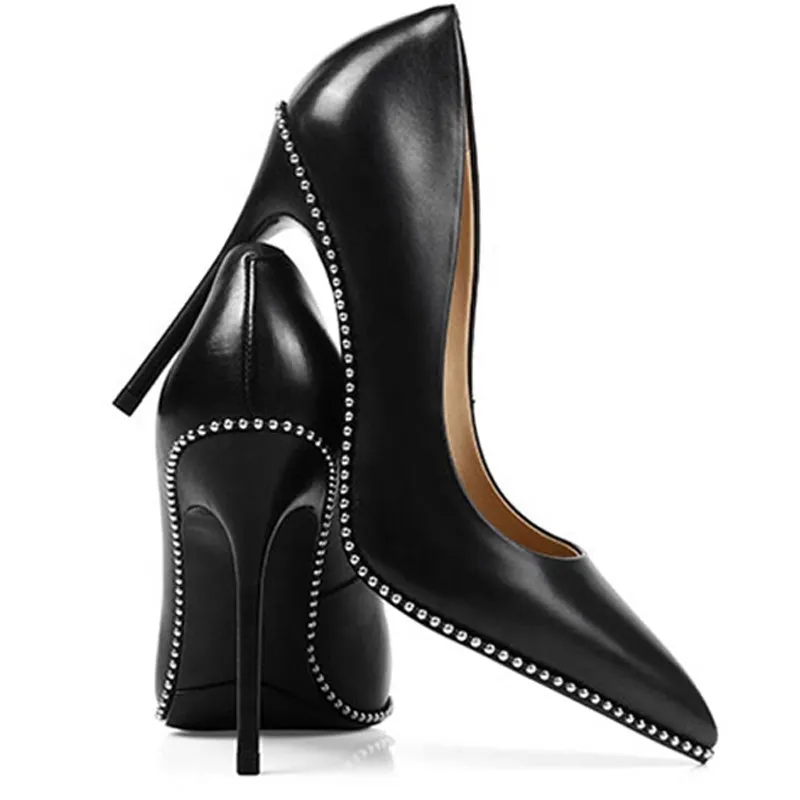 Women's genuine Leather Wedding Sexy Heels